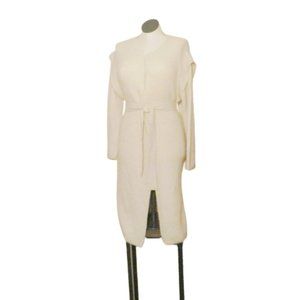Express Long Belted Ivory Ribbed Cardigan Sz M NWT